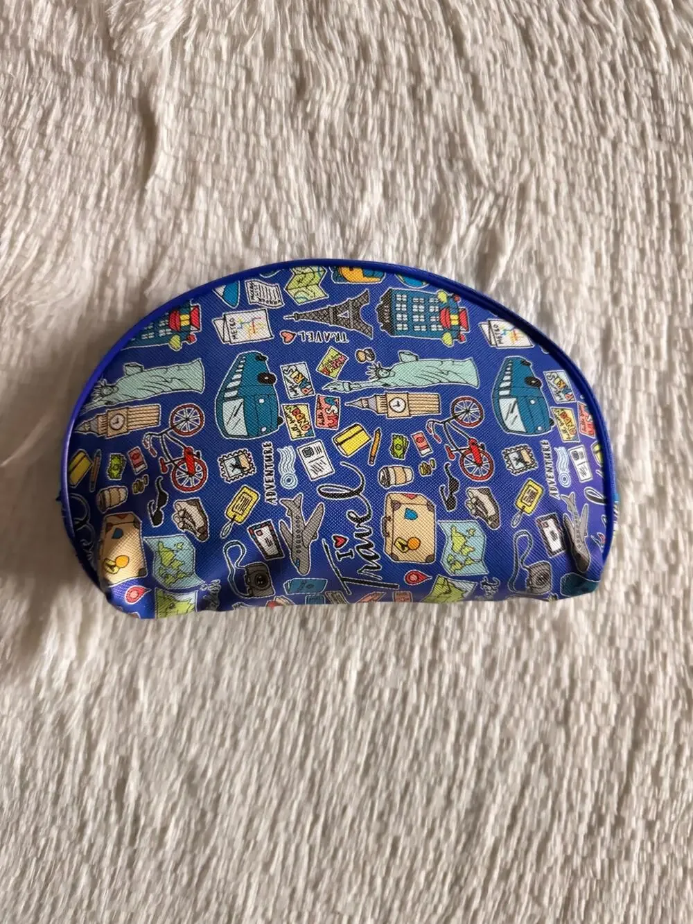 Blue travel-themed makeup/ pencil pouch #travel #makeup bag